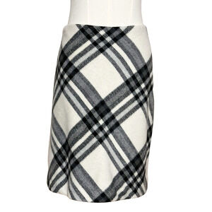Vince Camuto Black Gray Ivory Felted Plaid Mini Skirt Size 12 Lined Preppy
